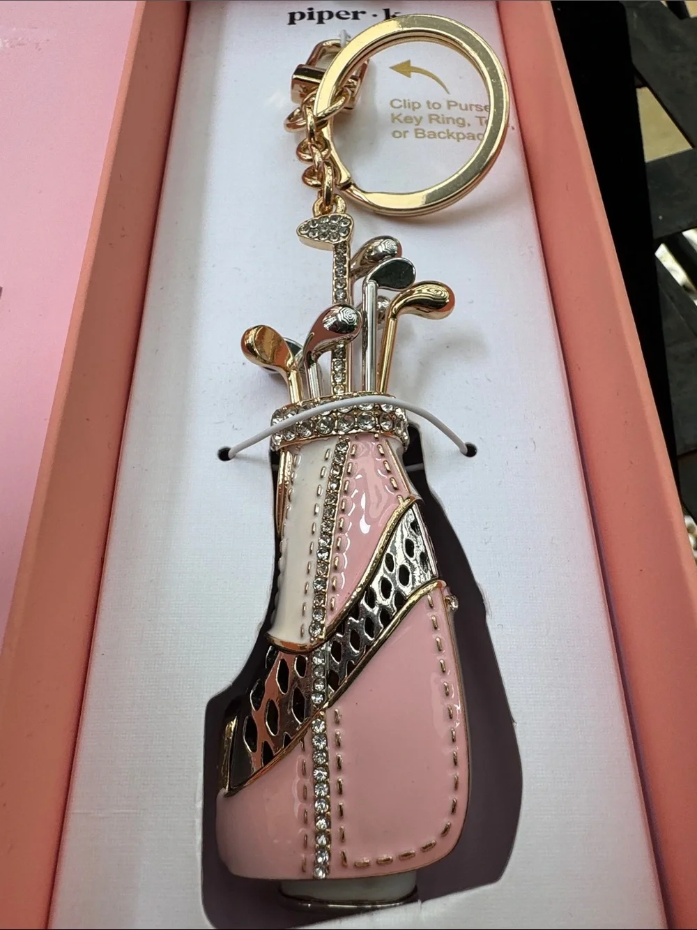 Keychain piper  Pink & Gold Golf Bag Charm Keychain